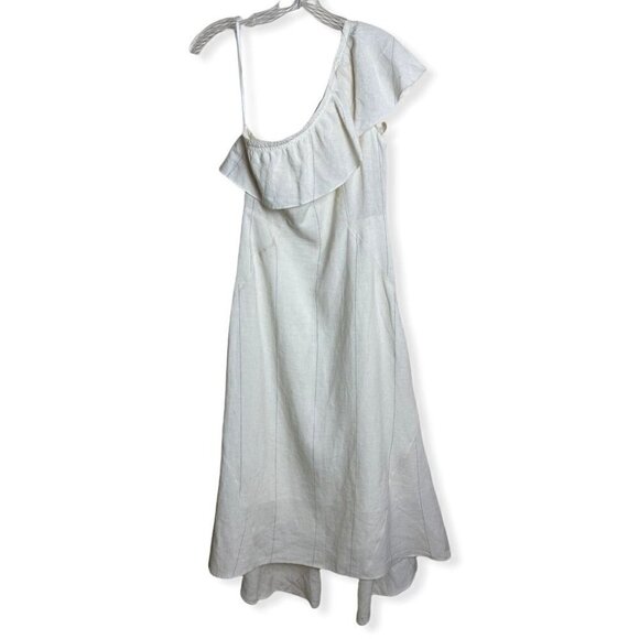 A.L.C. Evangeline Linen-Silk One-Shoulder Dress in Cream Graduation Womens Sz 6 - Picture 2 of 8